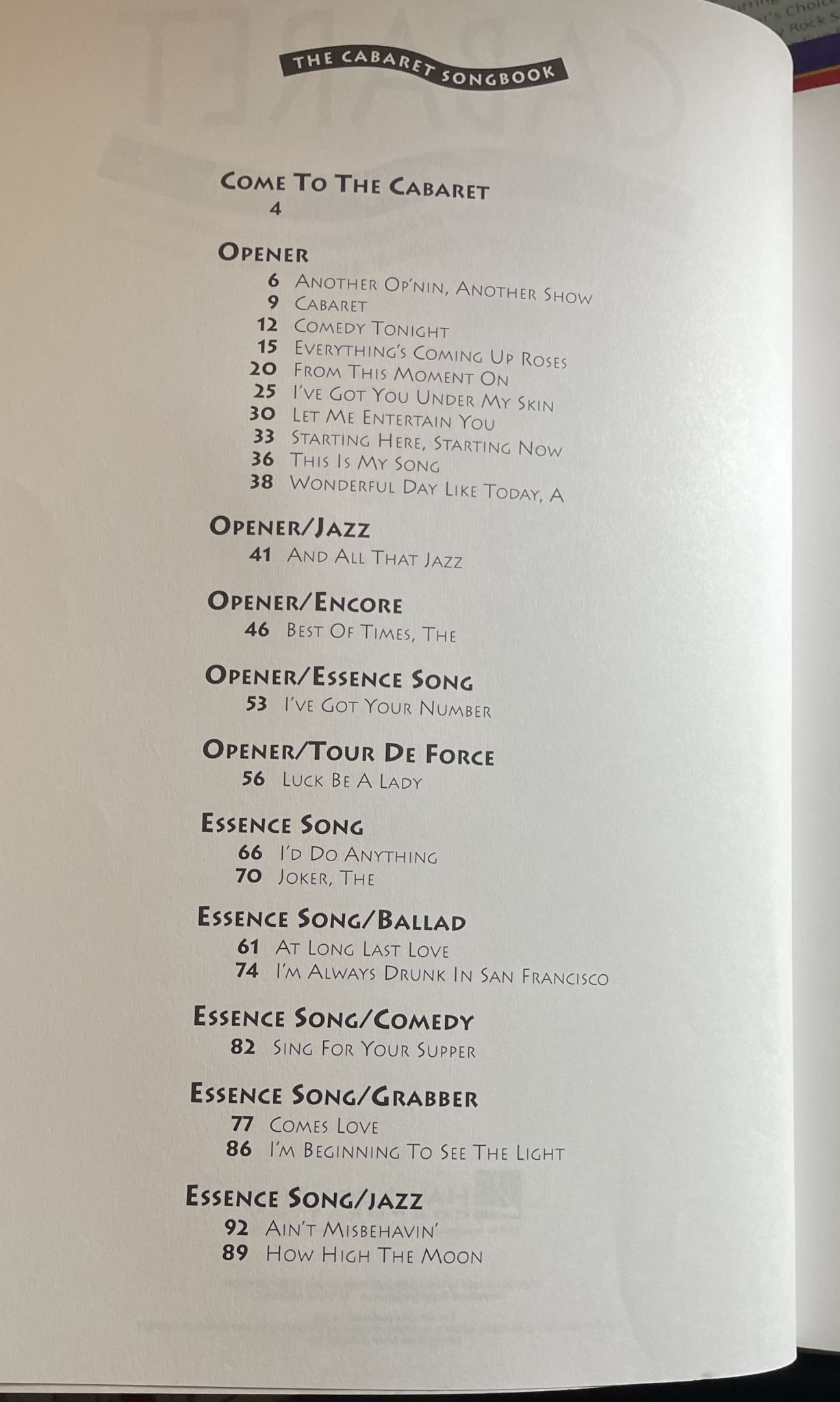 Cabaret Songbook Piano Vocal Guitar